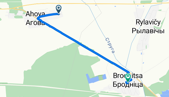 От улица Полесская, Агова до улица Кирова, Бродніца