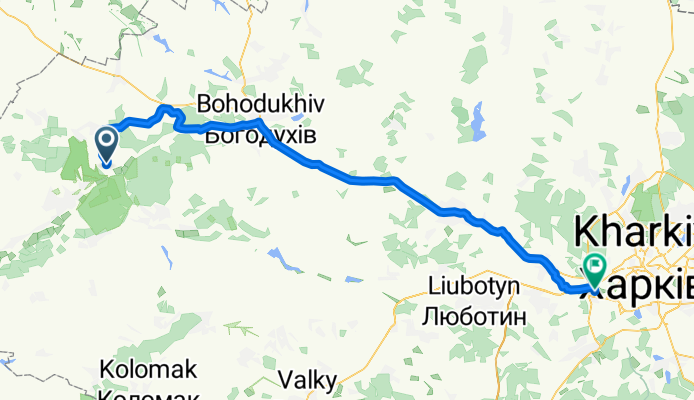 От Т1702, Городнє до Михайлівська вулиця 13, Харків