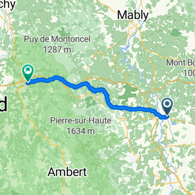 2–6 Chemin du Bout du Monde, Feurs nach 71 Rue de Lyon, Thiers