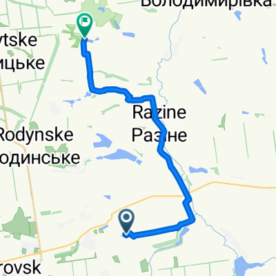 От вулиця Донська 37, Мирноград до Unnamed Road