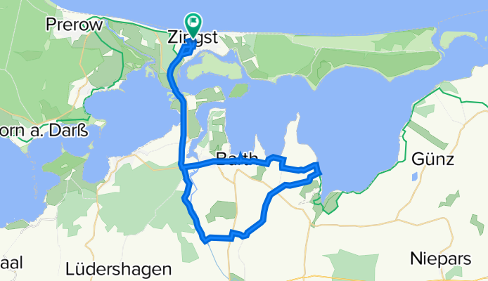 Zingst - Pruchten - Frauendorf - Dabitz - Barth - Pruchten - Zingst