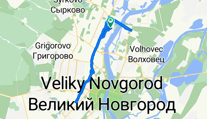 От улица Щусева 9, Великий Новгород до улица Щусева 9, Великий Новгород