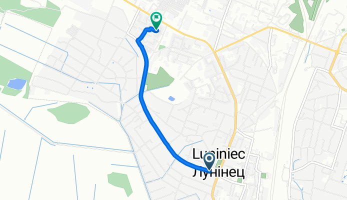 От улица Гагарина 38, Лунинец до улица Красная 177, Лунинец