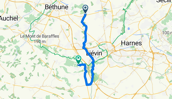De 38 Rue du Marais, Cambrin à Chemin de la Chapelle ou du Mont de Lorette, Ablain-Saint-Nazaire