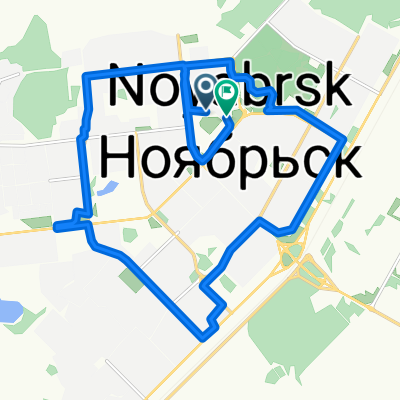 От проспект Мира, 72А, Ноябрьск до улица Ленина, 35, Ноябрьск