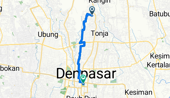 Gang Dewi Sri No. 11, Denpasar to Jalan Udayana - Denpasar Barat, Denpasar