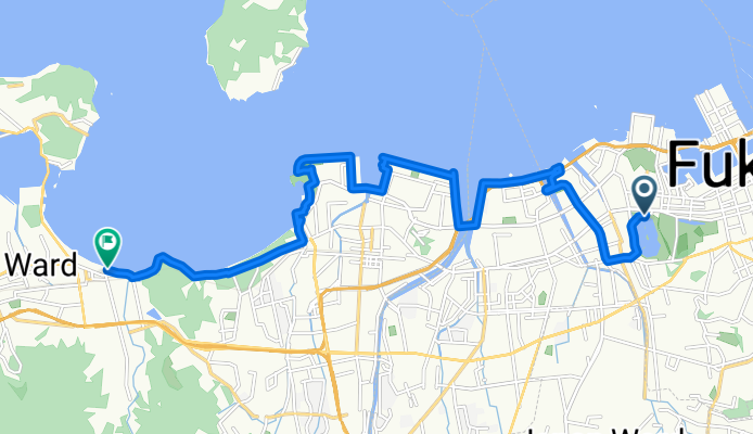 1-3, Ohorikoen, Chuo-Ku, Fukuoka-Shi to 17-22, Imajukuekimae 1-Chōme, Nishi-Ku, Fukuoka-Shi