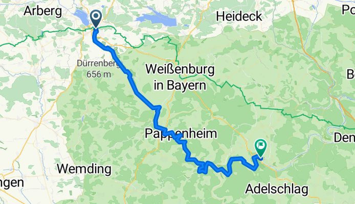 5.Etappe - Gunzenhausen - Eichstätt .. 72,7 km