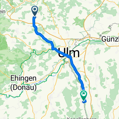 Römerstraße 5, Nellingen nach Illertisser Straße 46–48, Neu-Ulm, gemeindefreies Gebiet