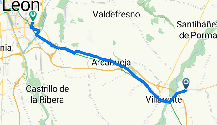 De Carretera de los Gradefes, Villasabariego a Calle de Moisés de León, 48, León