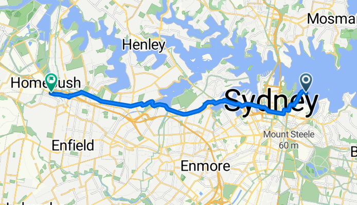 Cowper Wharf Roadway, Potts Point to 113-115 Parramatta Road, Homebush