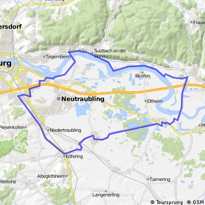 Rundtour-Donauradweg über Dörfer