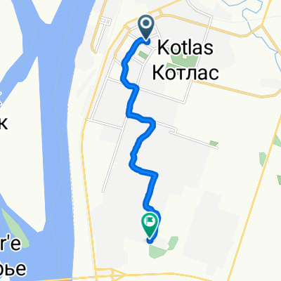 От улица Карла Маркса 16, Котлас до Unnamed Road, Котлас