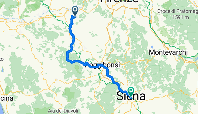 Via Montaioncino, Empoli nach Vicolo del Bargello 1–7, Siena