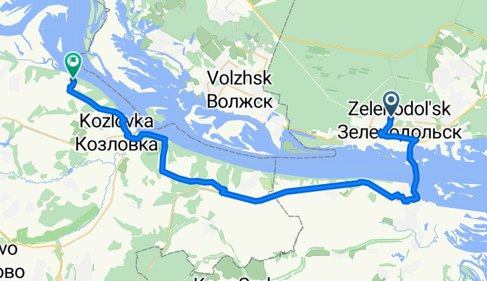 От улица Татарстан 20, Зеленодольск до Unnamed Road, Новородионовка
