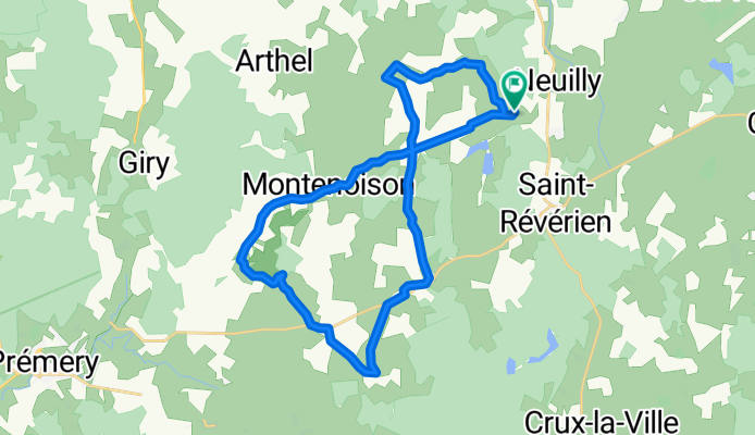 Short route starting/ending in Chapallement (Morvan, France)