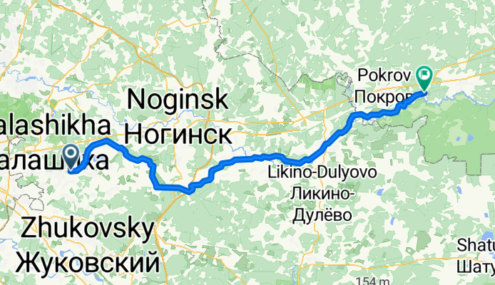 От Чёрное, Балашиха до Омутище