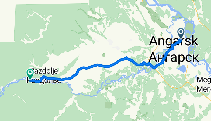 От улица Промзона АНХК 783, Ангарск до Unnamed Road, Раздолье