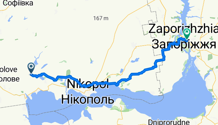 От вул. Шосейна, Токівське до Вознесеновский район, Запорожье