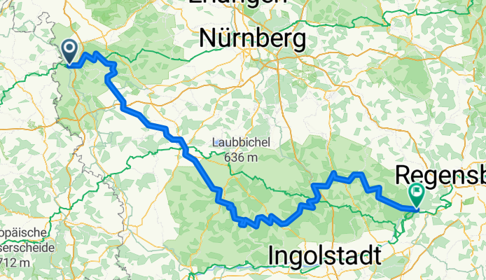 Rothenburg o.d.T. Bahnhof, Rothenburg ob der Tauber nach Hafnergasse 2, Kelheim