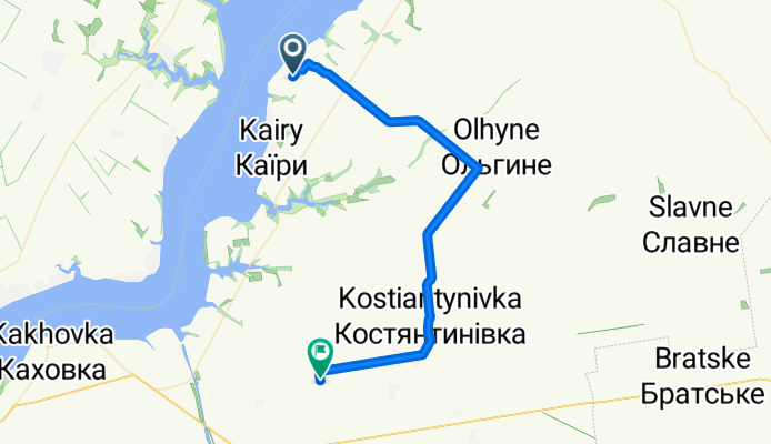 От вулиця Перемоги, Горностаївка до Unnamed Road, Старолук'янівка