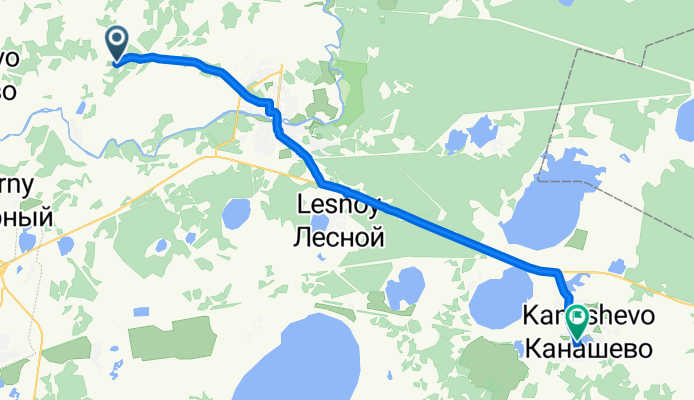 От Unnamed Road, Ильино до улица Труда 17а, Канашево