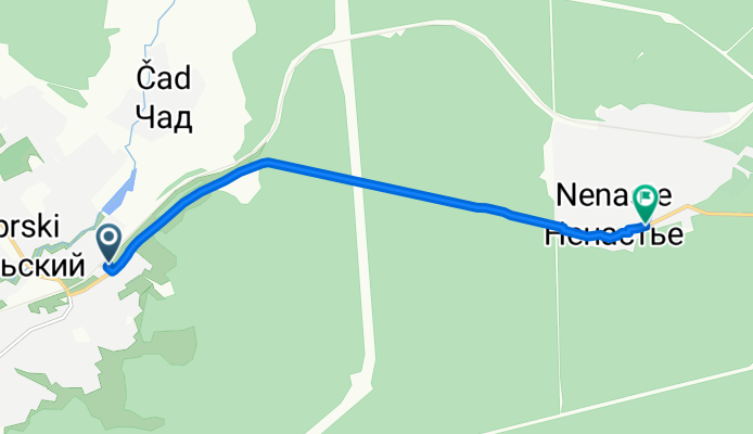 От улица Казарма 1387 Км 1, Октябрьский до Unnamed Road