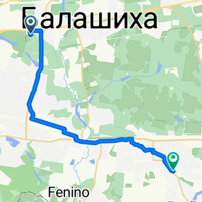 От шоссе Энтузиастов 12 строение 1, Балашиха до улица Юбилейная 13, Железнодорожный