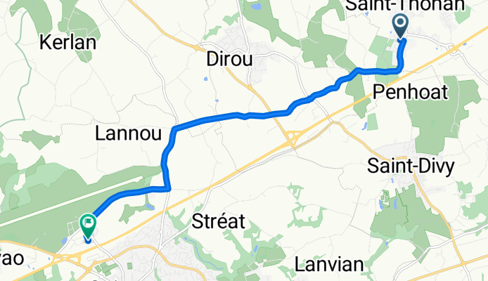 De 6 Chemin du Spernel, Saint-Thonan à 390 Rue Antoine de Saint-Exupéry, Guipavas