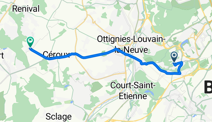 De Rue de la Malaise 17, Ottignies-Louvain-la-Neuve à Grand Chemin 8, Lasne