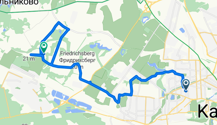 маршрут с Офицерская улица, 20, Калининград