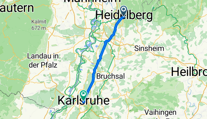 Adenauerplatz, Heidelberg nach Karl-Friedrich-Straße 9–13, Karlsruhe