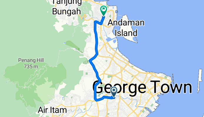 Lintang P Ramlee 19, George Town to Jalan Tanjung Tokong Lama 132, Tanjung Bungah