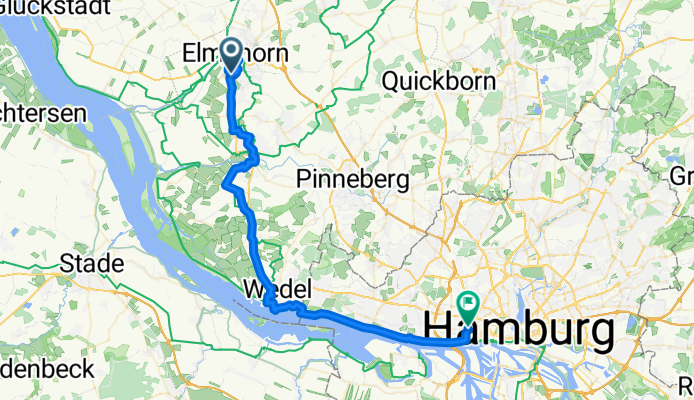 Raboisenstraße 15, Elmshorn nach Goetheallee 4–14, Hamburg