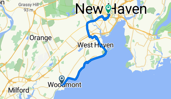 1400 New Haven Ave, Milford to 80 Temple St, New Haven