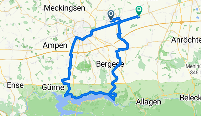 Bahnhofstraße 1, Bad Sassendorf nach Soester Straße, Erwitte