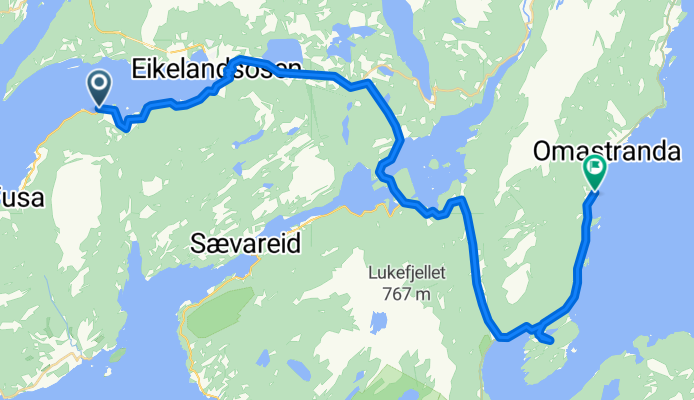 De Fusavegen 621–671, Eikelandsosen à Omavegen, Omastrand