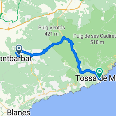 Lloc Urbanització Puig Ventós, 165, Vidreres naar Carrer del Pou de la Vila, 16, Tossa de Mar