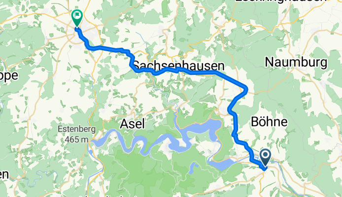 Rathausweg 12, Edertal to Flechtdorfer Straße 8A, Korbach