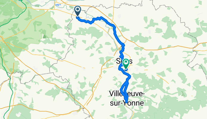 De Avenue des Promenades 3, Villeneuve-la-Guyard à Unnamed Road, Sens