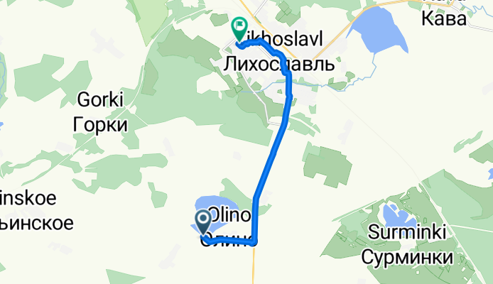 Маршрут в Пролетарская улица, 8, Лихославль