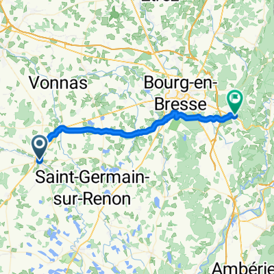 De 96 Place des Halles, Châtillon sur Chalaronne à Chemin de la Grande Fontaine, Ceyzériat