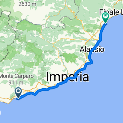 Da Via Aurelia Levante 676, Ospedaletti a Piazzale Guglielmo Marconi 1, Loano