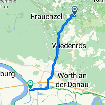 Höllmühle 1, Brennberg to Kiefenholz 12, Wörth an der Donau