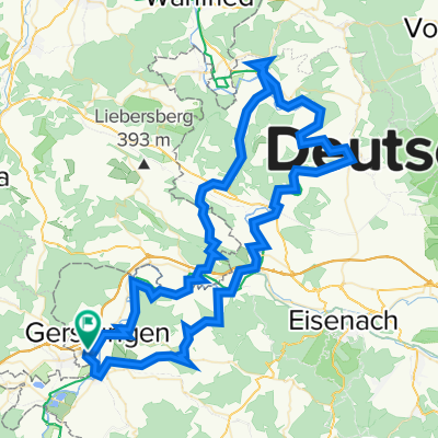 Untersuhl- Sallmannshausen- Herleshausen- Willershausen- Ifta- Burg Normannstein- Werra-Radwanderweg- Göringen- Unterellen- Herda- Berka- Untersuhl