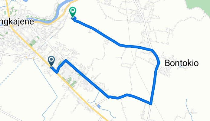Jalan Poros Palopo - Makassar, Kecamatan Pangkajene to Jalan Cendana Timur 59, Kecamatan Pangkajene