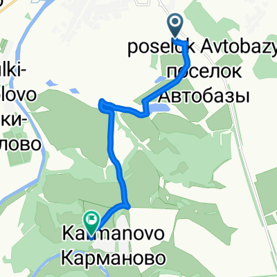 От Каринское шоссе, Зарайск до Unnamed Road, Карманово