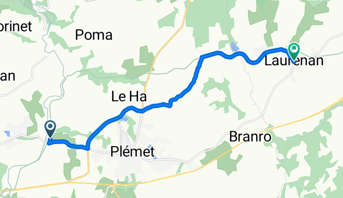 De 52 Le Pont Querra, Plémet à D22, Laurenan