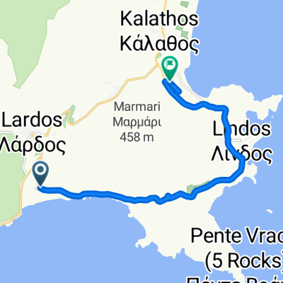 Route from Pros Pefkous, Lindos