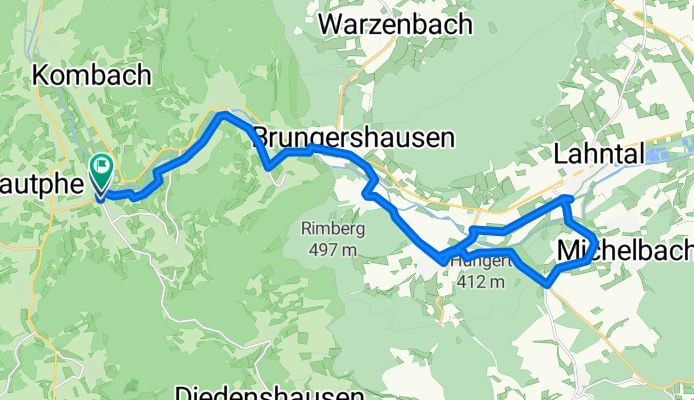 Bahnhofstraße 39, Dautphetal nach Lahnstraße 3, Dautphetal